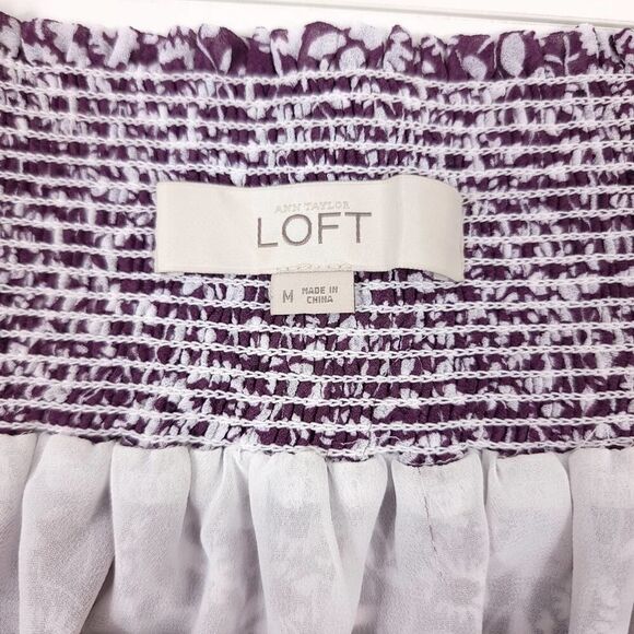 LOFT Floral Off-Shoulder Blouse Medium - Picture 6 of 10